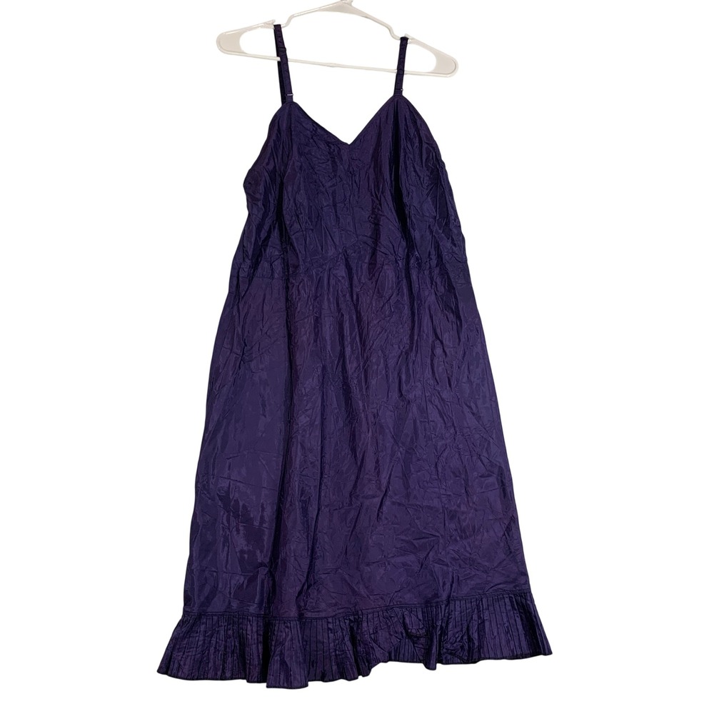 Vintage Lane Bryant Purple Dress Size Small Sleeveless Midi Pleated Ruffle Hem *